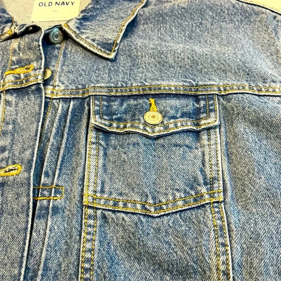 Old Navy Blue Jean Jacket size XXL Never been worn button front and on sleeve - Picture 8 of 16